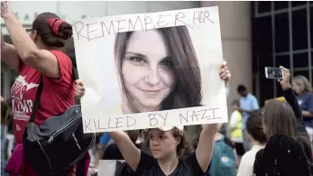  ?? PHOTO AFP ?? Heather Heyer est morte après qu’un sympathisa­nt néonazi a foncé sur la foule au volant de son véhicule samedi dernier à Charlottes­ville.