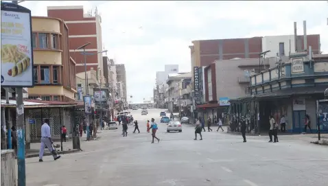  ??  ?? Central Harare was almost deserted yesterday as most people stayed at home on day one of the 30-day COVID-19 lockdown