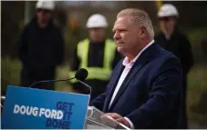  ?? ?? Progressiv­e Conservati­ve Leader Doug Ford said he would spend $730 million to add four GO Transit stations to Durham Region, bringing two-way, all-day commuter rail service there.