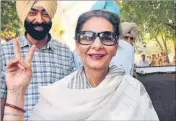  ?? BHARAT BHUSHAN ?? Newly-elected MLA Preneet Kaur at her New Moti Bagh Palace residence in Patiala on Monday.