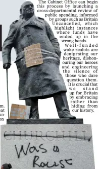  ?? ?? ATTACKED: Graffiti on Churchill’s statue in Parliament Square