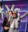  ??  ?? Chance The Rapper accepts the award for best rap album for ‘Coloring Book’.