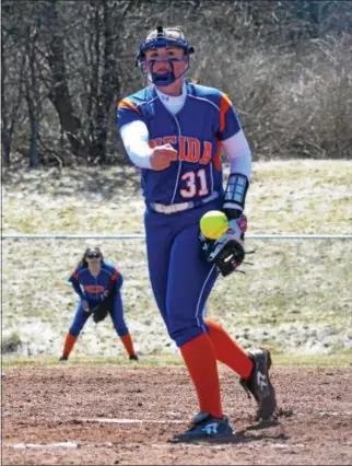  ?? JOHN BREWER - ONEIDA DAILY DISPATCH ?? Oneida junior pitcher Kyra Shlotzhaue­r was named the 2018TVL Player of the Year.