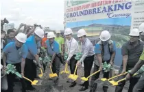  ??  ?? During the groundbrea­king ceremony of the Chico River Pump Irrigation Project on June 8, 2018 in Kalinga province. It is the first China-Philippine­s infrastruc­ture financed by the Chinese government’s soft loan.