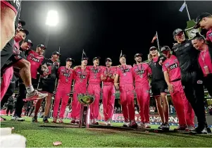  ?? GETTY IMAGES ?? The Sixers celebrate after winning the Big Bash League final against the Melbourne Stars at the Sydney Cricket Ground in February.