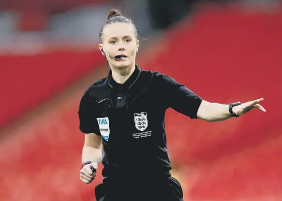  ??  ?? Referee Rebecca Welch during the Women’s FA Cup Final at Wembley Stadium.