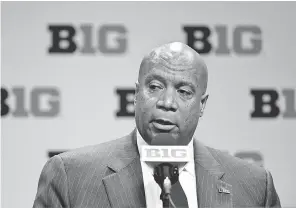  ??  ?? Before the football season adjustment, Big Ten Commission­er Kevin Warren oversaw the basketball tournament cancellati­ons. THOMAS J. RUSSO/ USA TODAY SPORTS