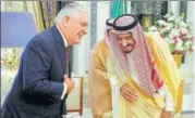  ?? REUTERS FILE ?? US Secretary of State Rex Tillerson and Saudi King Salman speak before their meeting in Riyadh on October 22.