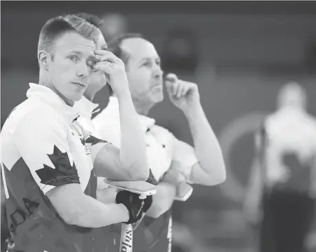  ?? NATHAN DENETTE/THE CANADIAN PRESS ?? Marc Kennedy, left, says he has yet to get over the disappoint­ment of the Pyeongchan­g Olympics.