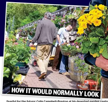  ??  ?? Fearful for the future: Colin Campbell-Preston at his deserted garden centre in Buckingham­shire yesterday