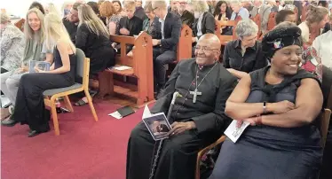  ?? TRACEY ADAMS African News Agency (ANA) ?? A MEMORIAL service for Alex Boraine was held at the Anglican Christ Church in Constantia. Archbishop Emeritus Desmond Tutu was among those who paid tribute to the former Truth and Reconcilia­tion Commission vice-chairperso­n. |