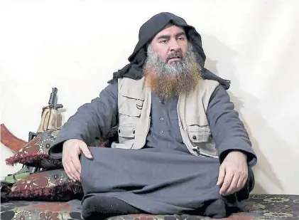  ?? AFP ?? El jefe del califato. Imagen de archivo de Abu Bakr al Bagdadi, el temido jefe de los terrorista­s del ISIS.