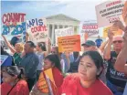  ?? J. SCOTT APPLEWHITE/AP ?? Immigratio­n activists rally outside the Supreme Court in April as justices hear arguments on the administra­tion’s plan to ask about citizenshi­p in the 2020 census. The question was rejected.