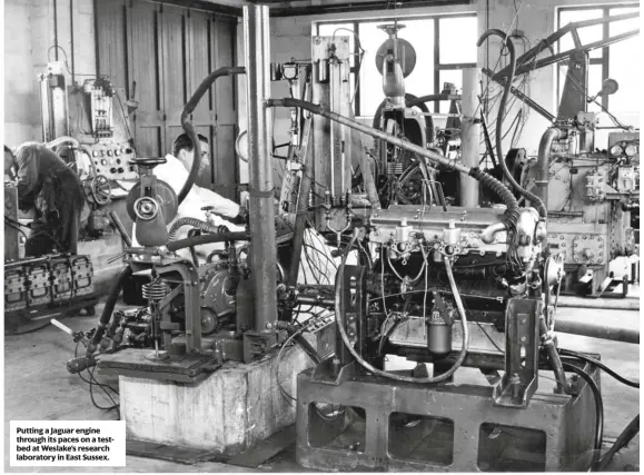  ??  ?? Putting a Jaguar engine through its paces on a testbed at Weslake’s research laboratory in East Sussex.