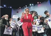  ?? Wally Skalij Los Angeles Times ?? REP. KAREN BASS, seen at an election night rally, has collected 50.78% of the votes in the mayor’s race.