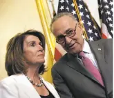  ?? Aaron P. Bernstein / Getty Images ?? House Minority Leader Nancy Pelosi and Senate Minority Leader Chuck Schumer.