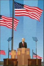  ?? RICK MCKAY / COX WASHINGTON BUREAU 2004 ?? U.S. Sen. Zell Miller gives the keynote speech at the 2004 Republican National Convention in New York City. He also delivered the keynote at the 1992 Democratic National Convention.