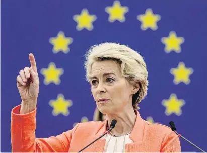  ?? JULIEN WARNAND / EFE ?? La presidenta de la Comissió Europea, Ursula von der Leyen, ahir al Parlament Europeu