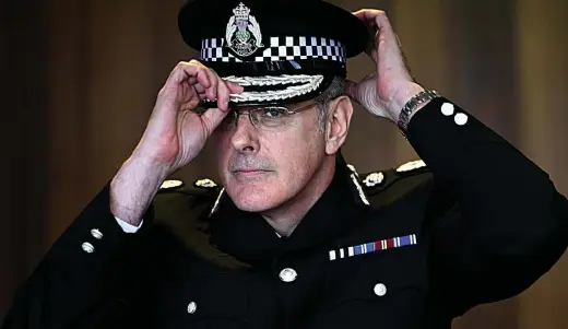  ??  ?? If the cap fits: Police Scotland Chief Constable Phil Gormley at the launch of Policing 2026 in Edinburgh yesterday