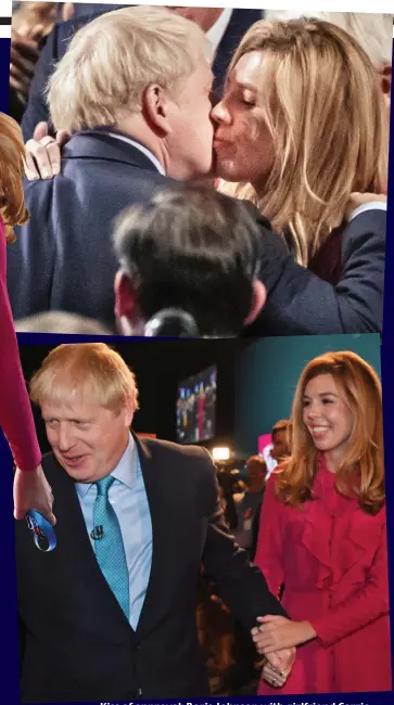  ??  ?? Kiss of approval: Boris Johnson with girlfriend Carrie