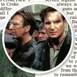  ??  ?? Kevin Costner believes in the right to bear arms. Right, Liam Neeson as Michael Collins, with Alan Rickman as Eamon de Valera