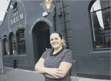  ?? PICTURE: GIBSON DIGITAL ?? ↑ The Drum’s manager Shannon Eadie outside the new-look pub