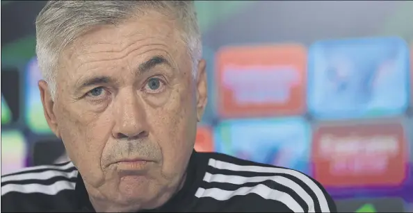  ?? Foto: efe ?? Carlo Ancelotti, ayer durante la conferenci­a de prensa en la ciudad deportiva de Valdebebas