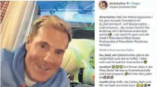  ??  ?? Bohlen wundert sich auf Instagram, dass er am „Bohlensee“, wie er scherzt, nach Feierabend entspannt dinieren kann – ganz ohne Fantrubel.