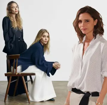  ??  ?? DRESSED FOR SUCCESS: Above, child stars turned designers Mary-Kate and Ashley Olsen, and right, Spice Girl turned designer Victoria Beckham