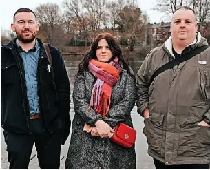  ?? ?? ●●Edgeley Community Associatio­n election candidates Matt Wynne, Leah Taylor and Asa Caton.