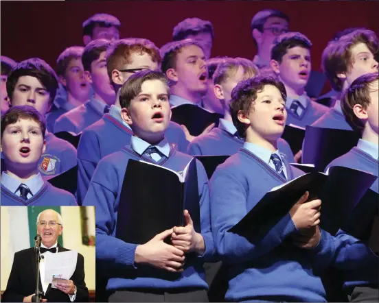  ??  ?? Summerhill College students at the 2017 Internatio­nal Choral Festival. Inset: Joe Kelly.