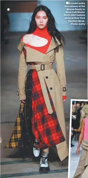  ??  ?? A model walks the runway at the Monse Ready to Wear Fall/Winter 2020-2021 fashion show at New York Fashion Week. Photo: Getty