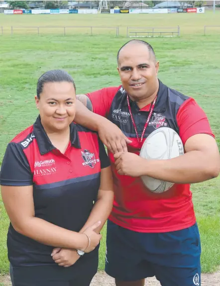  ?? Picture: GLENN HAMPSON ?? New Griffith University women's rugby coach Setu Naseri with team manager Chrissie Hickman.