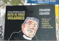  ?? CEDOC PERFIL ?? El mural contra el ex capellán del SPB fue pintado en 44 y 5. Al poco tiempo lo taparon.