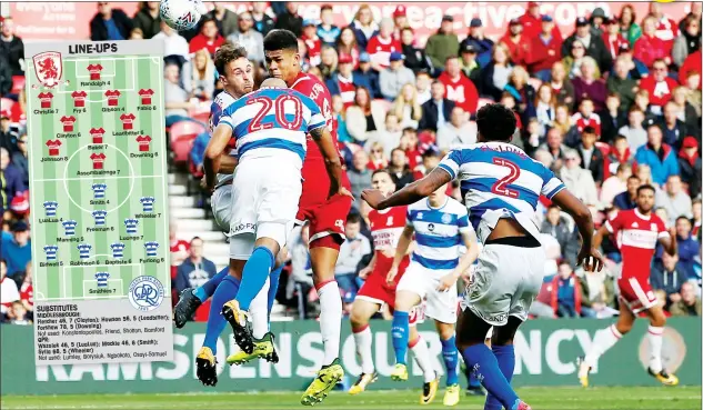  ?? PICTURES: Action Images ?? GO FLETCH: Ashley Fletcher rises high to score the equaliser that set up Middlesbro­ugh’s victory at The Riverside