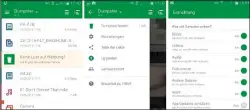  ??  ?? Drei Ansichten der App Dumpster. Wer das Tool für Android installier­t hat, besitzt einen Papierkorb für gelöschte Dateien, ähnlich dem Papierkorb unter Windows.