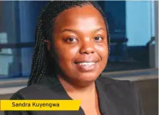  ??  ?? Sandra Kuyengwa
To find out more contact Sandra Kuyengwa, Senior Consultant on: Email: sandra.kuyengwa@zw.ey.com or eymarketin­g@zw.ey.com Address: Angwa City Building, Corner Julius Nyerere Way/ Kwame Nkrumah Avenue. P O Box 62, Harare, Zimbabwe.
Tel: +263 4 750905/ 750979