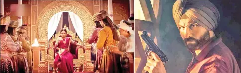  ??  ?? (Left) Scene from ‘Baahubali: Before the Beginning’. • (Right) Saif Ali Khan in ‘Sacred Games’ Season 2.