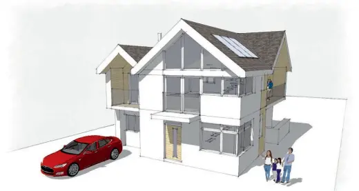  ??  ?? Below: This is a typical architect’s sketch of a scheme in the preliminar­y stages. This is an early drawing of Build It’s Education House, created by Opinder Liddar from Lapd Architects