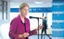  ?? NANCY LANE / BOSTON HERALD FILE ?? HIGH AMBITIONS: If Sen. Elizabeth Warren plans to run for president in 2020, she may first have to contend with former Massachuse­tts Gov. Deval Patrick.