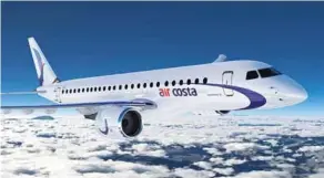  ??  ?? FIRST MOVER: AIR COSTA WILL BE ONE OF THE FIRST CUSTOMERS TO FLY E2 WHEN DELIVERIES START IN 2018. HAS ORDERED UPTO 100 E190-E2S AND E195-E2S.