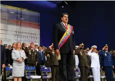  ?? (Reuters) ?? VENEZUELA’S PRESIDENT Nicolas Maduro attends a military event in Caracas on Saturday, which was interrupte­d by a drone attack.