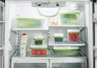  ?? RUBBERMAID ?? Conserve space in your refrigerat­or, keep it looking clean and keep produce fresh longer by storing perishable­s in stackable food storage containers, and use the “first-in, first-out” system.