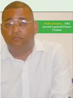  ??  ?? Under pressure… NFA secretary general Franco Cosmos