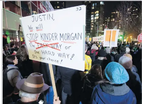  ?? DARRYL DYCK/THE CANADIAN PRESS ?? People protest against the Trans Mountain expansion in Vancouver in 2016. B.C. Liberals are criticizin­g the close ties between green groups and the NDP/ Green government that they feel normalize interactio­ns with those bent on decimating the energy...