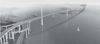  ?? TAMPO ?? MOTUKOD: Ang Cebu Link Joint Venture mao ang napilian nga modesinyo ug motukod sa ikatulong taytayan, ning higayuna magdugtong sa Cordova ug Dakbayan sa Sugbo. Mao kini ang disenyo sa third bridge. /