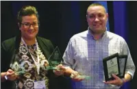  ?? Submitted photo ?? MULTI-WINNER: Oaklawn’s Marketing Strategies Manager Autumn Fikes, left, and Assistant Director of Marketing Brandon Scott accepted Oaklawn’s five Romero awards.