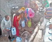  ??  ?? Residents collect water from a pipeline at Prem Nagar Extension in Kota on Sunday. AH ZAIDI/HT PHOTO