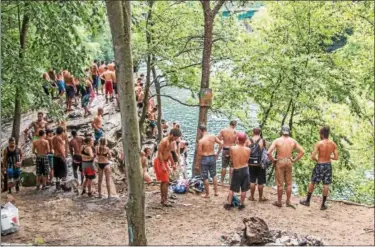  ?? SUBMITTED PHOTO - NEVEN DRIES ?? Jumpers on Sunday afternoon at the Rock on the Schuylkill River in Tilden Township.