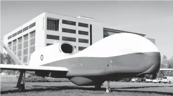  ?? AUSTRALIAN DEPARTMENT OF DEFENCE/ VIA AGENCE FRANCE PRESSE ?? A full-scale mock-up of the MQ-4C Triton maritime surveillan­ce drone is seen in Canberra in 2014.